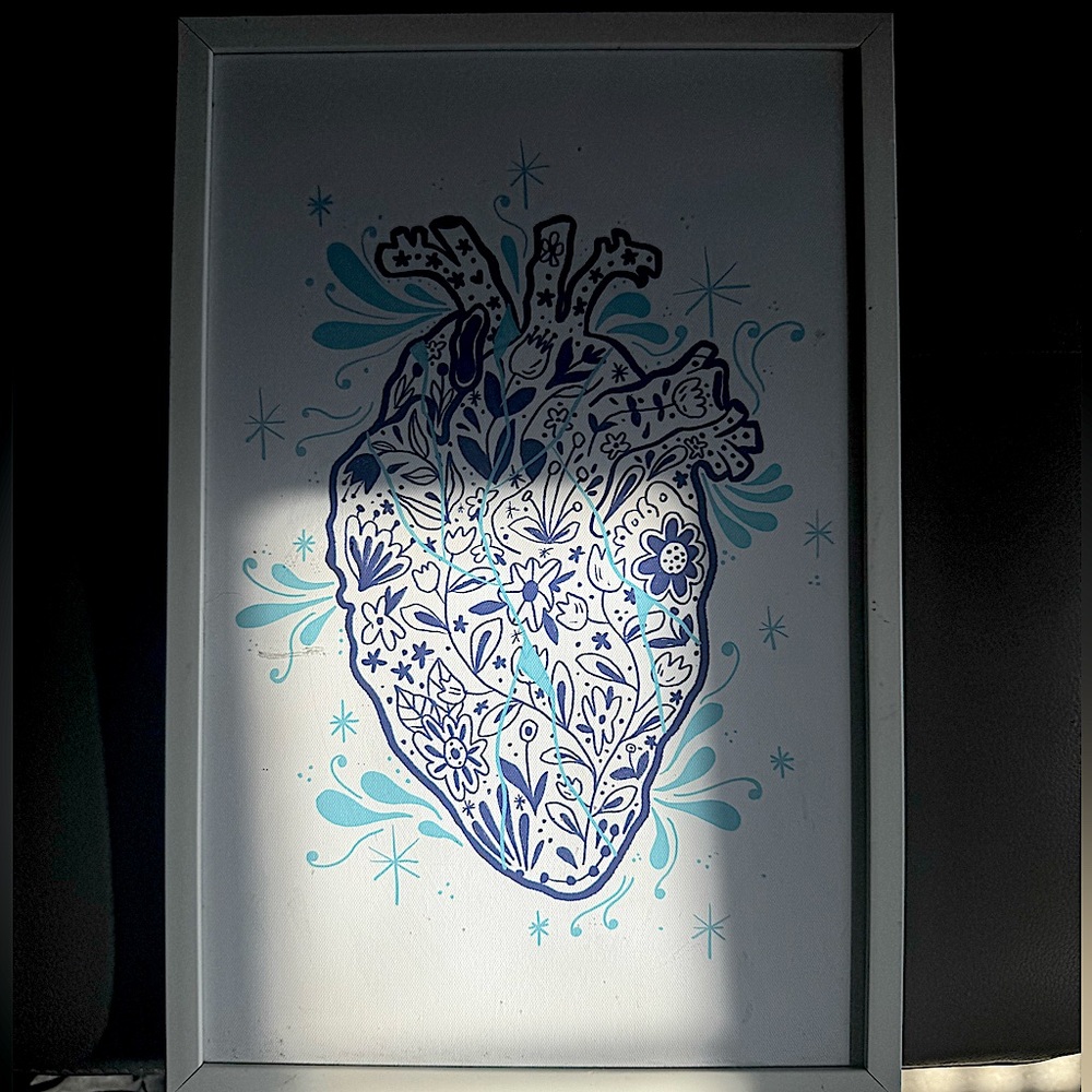 Anatomical Heart with Flowers & Vines